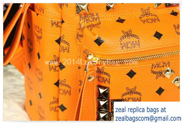 High Quality Replica MCM Stark Backpack Jumbo in Calf Leather 8100 Orange - Click Image to Close